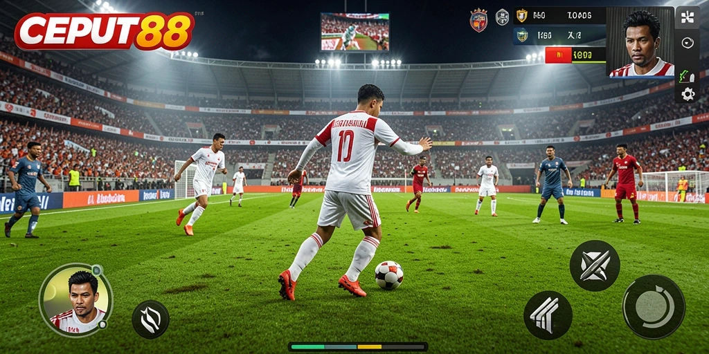 Layar gameplay menarik dalam permainan sepak bola CEPAT88.