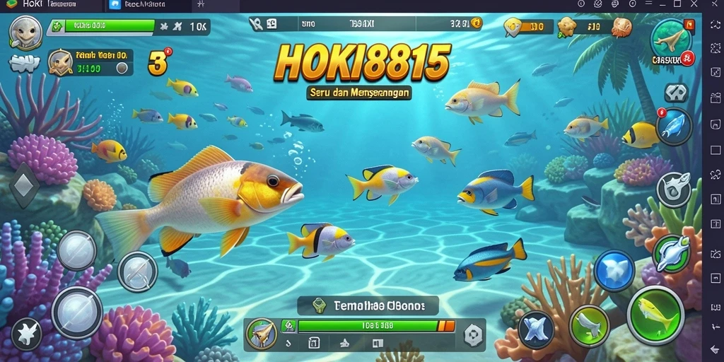 Gameplay HOKI8815 yang seru menembak ikan di lautan.